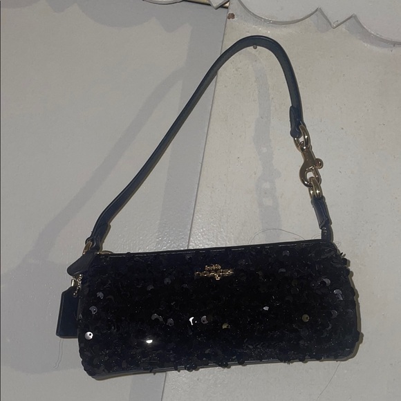 Black Sequin Shoulder Bag Coach - Picture 1 of 1